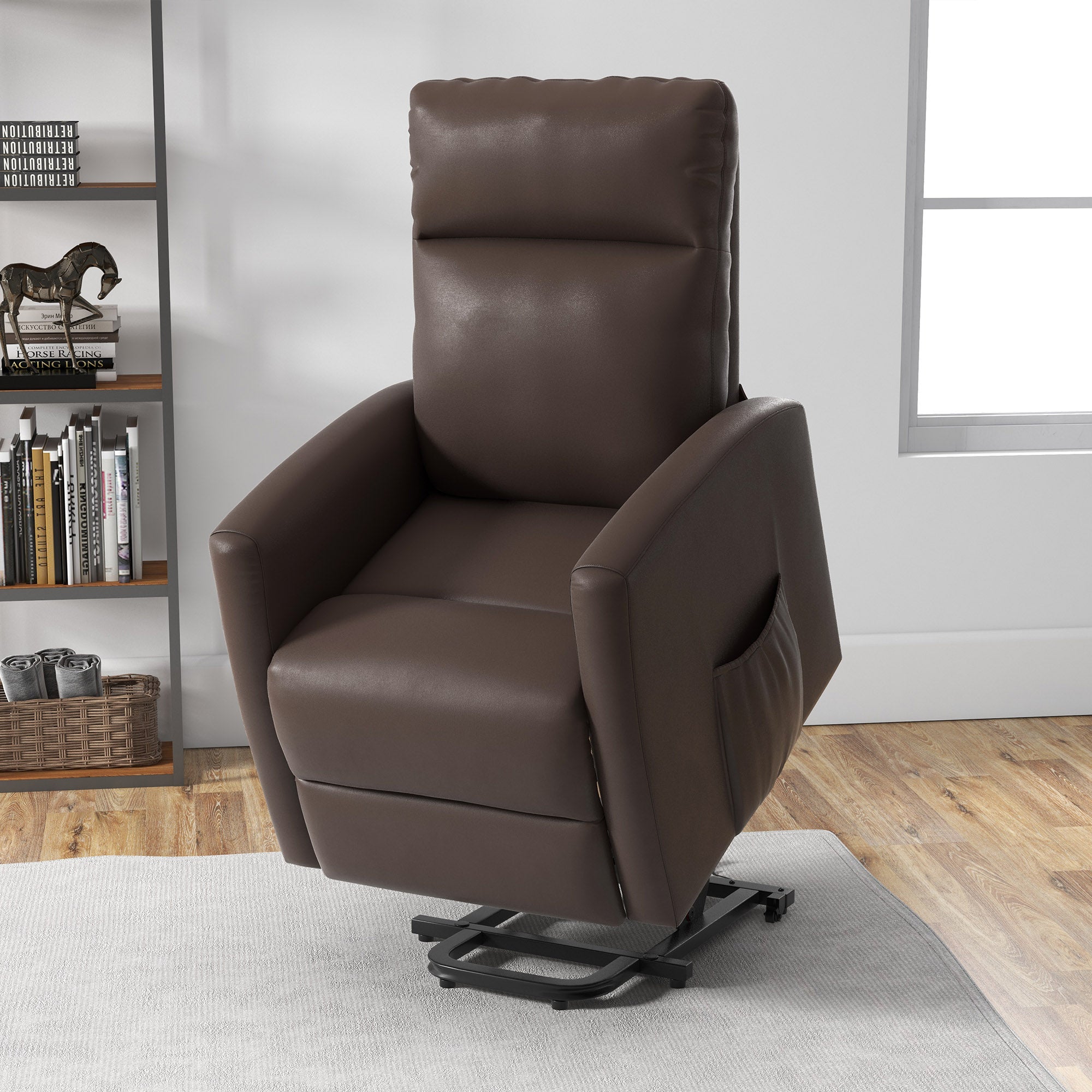 Power Lift Recliner Chair with Remote Control Side Pocket for Living Room Home Office Study Brown Electric Power Lift Chairs at Gallery Canada