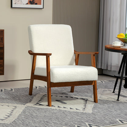 Living Room Chair Boucle Accent Chair for Bedroom with Wide Seat and Thick Padding, White Accent Chairs   at Gallery Canada