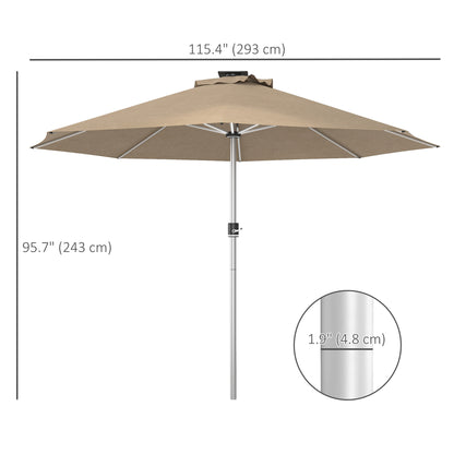 LED Patio Umbrella, Lighted Deck Umbrella with 4 Lighting Modes, Solar &; USB Charging, Khaki Sun Umbrellas   at Gallery Canada