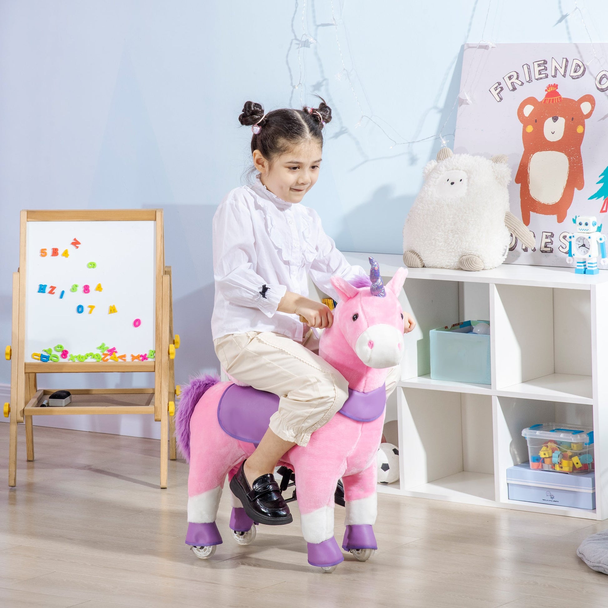 Ride On Unicorn Walking Horse Mechanical Pony Toy with Wheels Gift for 3-6 Years Girls Boys Pink Rocking Horses   at Gallery Canada