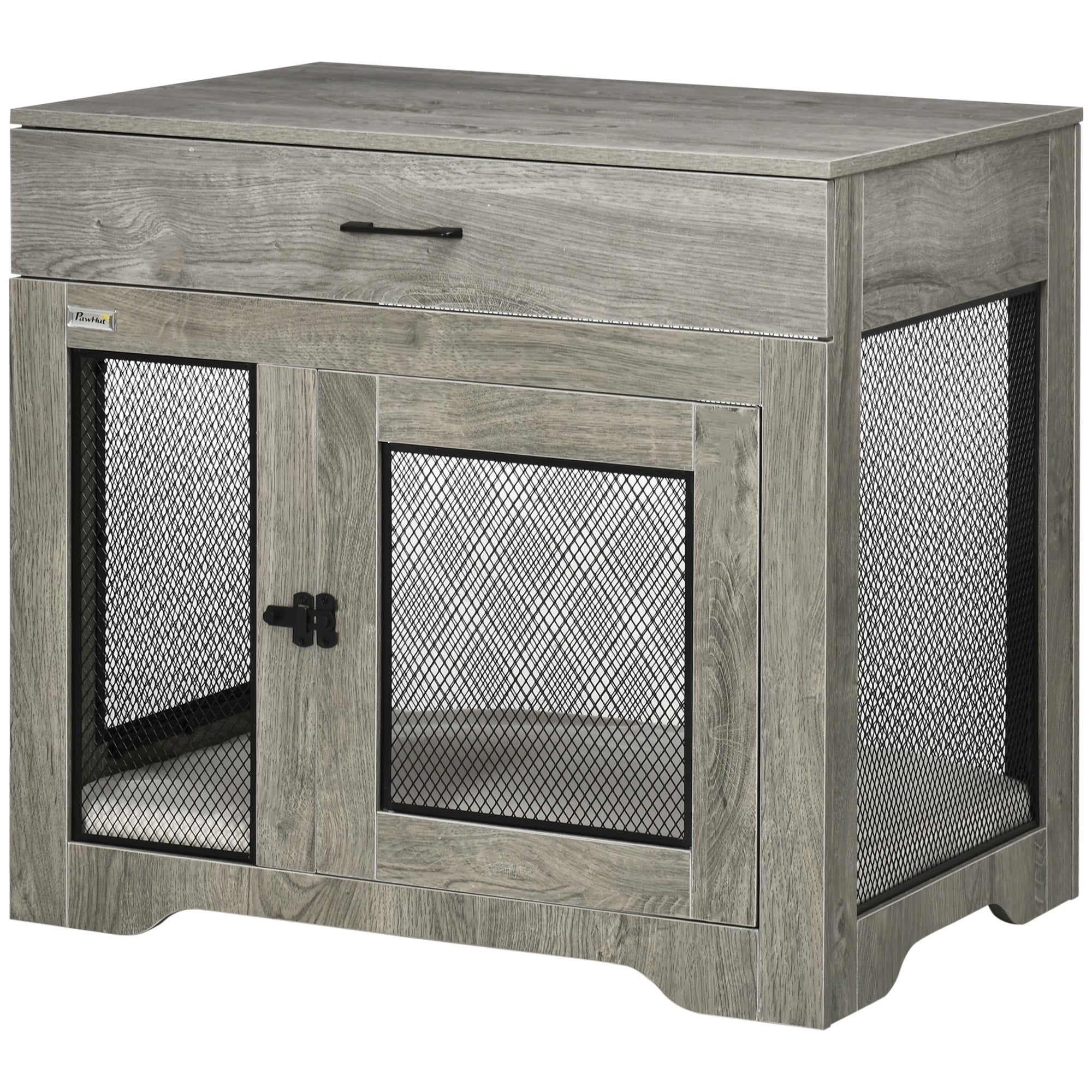 Dog Crate Furniture with Cushion, 2 Doors, Storage, Dog Kennel End Table for Small Medium Dogs, Grey Houses, Kennels & Pens Grey, Black, Cream White at Gallery Canada