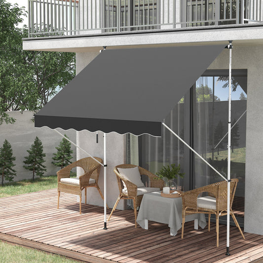 6.6'x5' Manual Retractable Patio Awning Window Door Sun Shade Deck Canopy Shelter Water Resistant UV Protector Grey - Gallery Canada