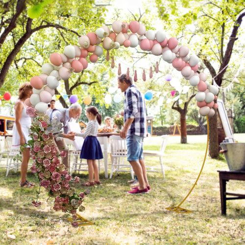 9.1FT Gold Backdrop Stand, Round Metal Wedding Arch for Birthday Party, Bridal Shower, Graduation, Ceremony