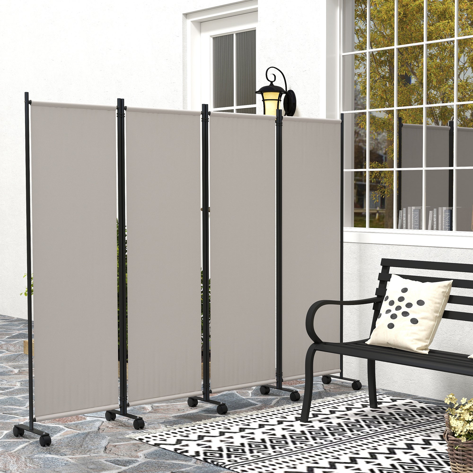 Folding Room Divider with Castor Wheels, Rolling Privacy Screen for Patio Backyard Pool Hot Tub, 5.6ft Tall Side Awnings at Gallery Canada