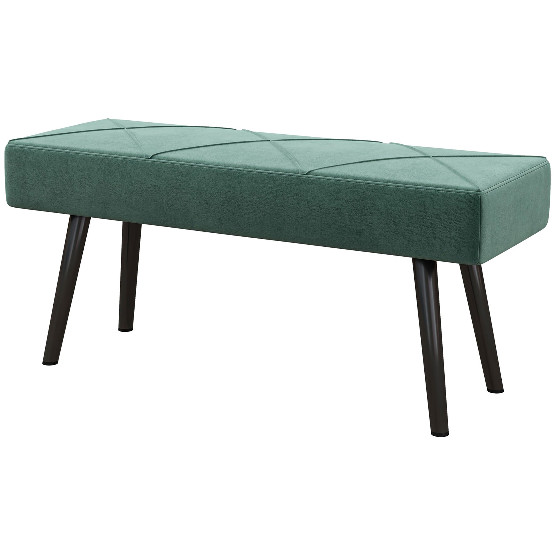 39 Inches Upholstered Bedroom Bench, Modern End of Bed Bench with Steel Legs, Green Storage Ottomans & Benches   at Gallery Canada