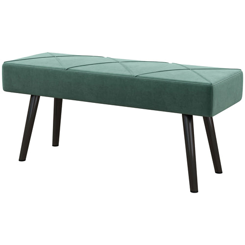 39 Inches Upholstered Bedroom Bench, Modern End of Bed Bench with Steel Legs, Green