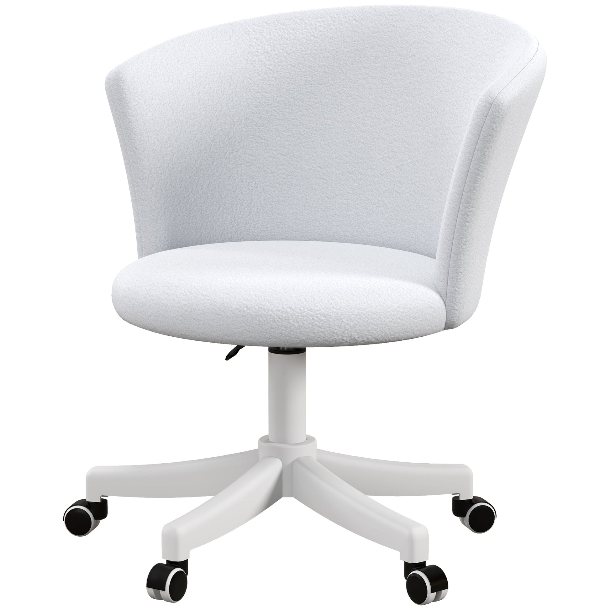 Armless Office Chair, Fluffy Computer Desk Chair with Adjustable Height, Swivel Wheels, Mid Back, White - Gallery Canada