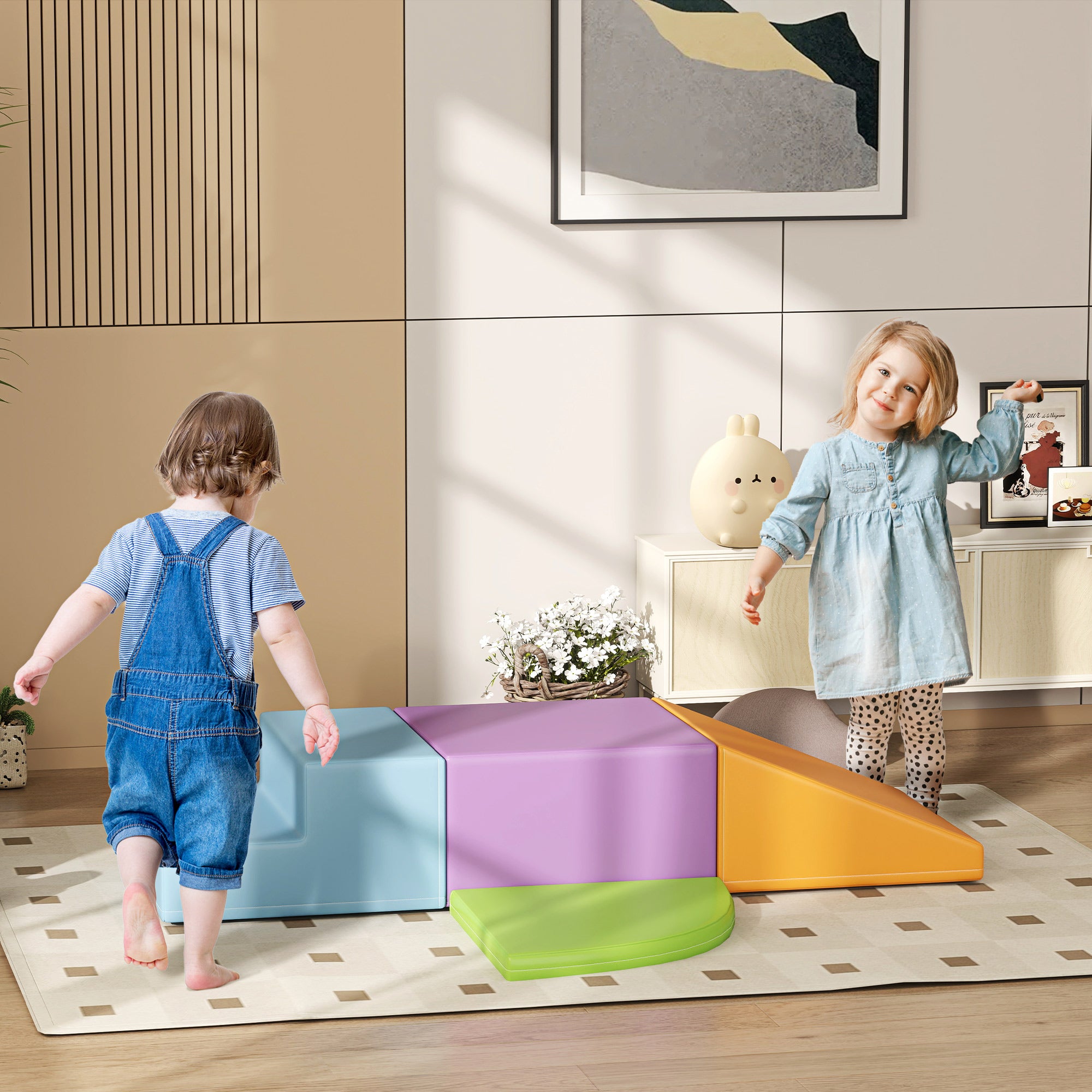 4 Pieces Soft Play Foam Play Set for Climbing, Crawling, Multicolour Baby Gym & Playmats at Gallery Canada
