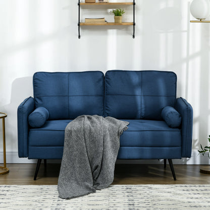 56" Loveseat Sofa for Bedroom Upholstered 2 Seater Couch with Back Cushions and Pillows, Blue 2-Seater Sofas   at Gallery Canada