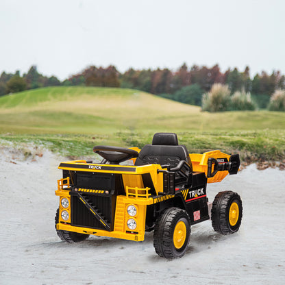 12V Kids Ride On Dump Truck Construction Vehicle w/ Electric Dump Bed, Shovel, Spring Suspension Wheels Kids Ride On Excavators   at Gallery Canada