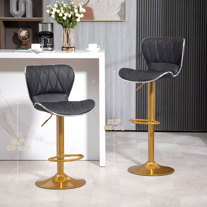 Counter Height Bar Stools Set of 2, Adjustable Height Bar Chairs with Swivel Seat, PU Leather Upholstery Bar Stools   at Gallery Canada