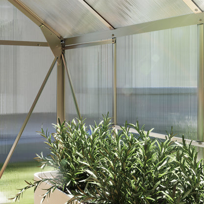 6' x 8' x 6.6' Polycarbonate Greenhouse, Walk-In Green House Kit Garden, Plants Grow, Galvanized Sheet Aluminum Frame with Rain Gutter, Vent and Sliding Door, Silver Walk In Greenhouses at Gallery Canada