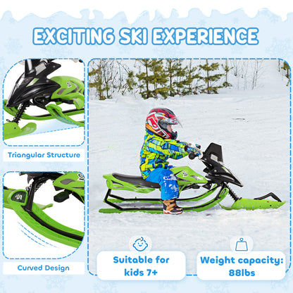 Kids Snow Racer Sleds with Padded Rubber Seat, Green Snow Scooters   at Gallery Canada