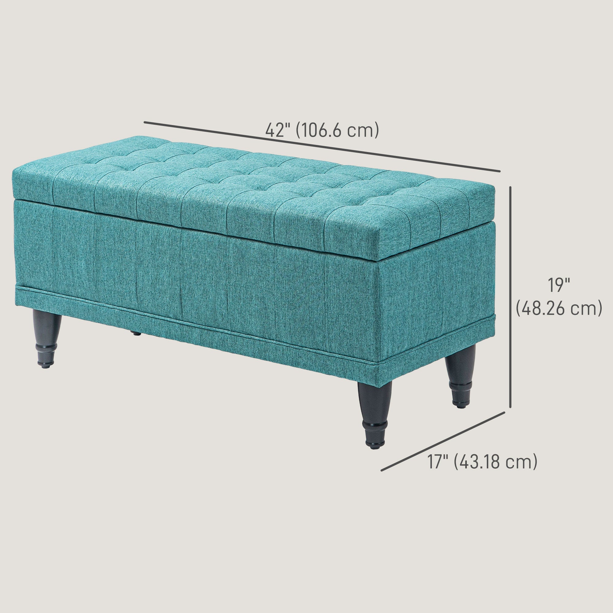 Storage Ottoman, Linen Fabric End of Bed Bench with Button Tufted Storage Bench for Bedroom, Green Storage Ottomans & Benches   at Gallery Canada