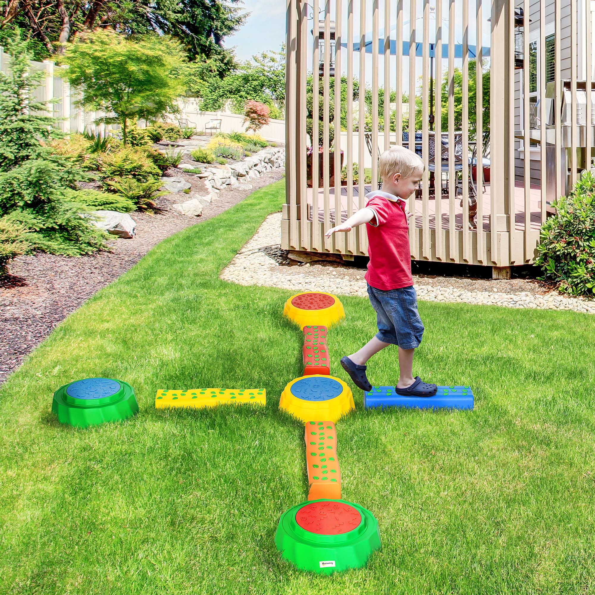 8pcs Kids Balance Beam, Balance Bridge with Non-slip Surface &; Bottom, Stackable Stepping Stones for toddler, Balance Strength Coordination Training, Multicoloured Baby Gym & Playmats at Gallery Canada