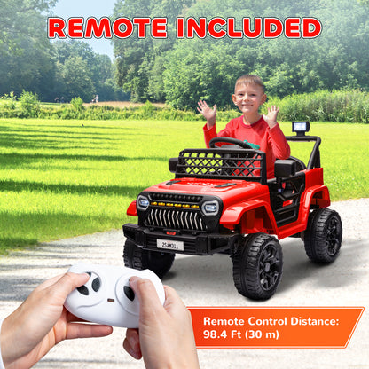 12V Ride on Truck, Electric Car for Kids with Remote Control, Suspension, 3 Speeds, USB Music Headlights, Red Electric Toy Cars   at Gallery Canada