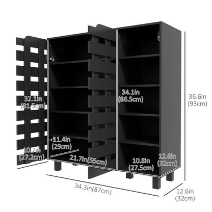 Shoe Cabinet, 21 Pair Shoe Storage Cabinet Organizer with 5-tier Double Door Cupboard and 5-tier Open Shelves Shoe Storage Cabinets & Racks   at Gallery Canada