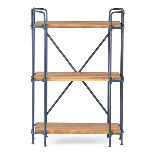Industrial Bookcase with Firwood Shelves, Iron Frame, Resilient Structure, Ideal for Small Spaces, 27.5