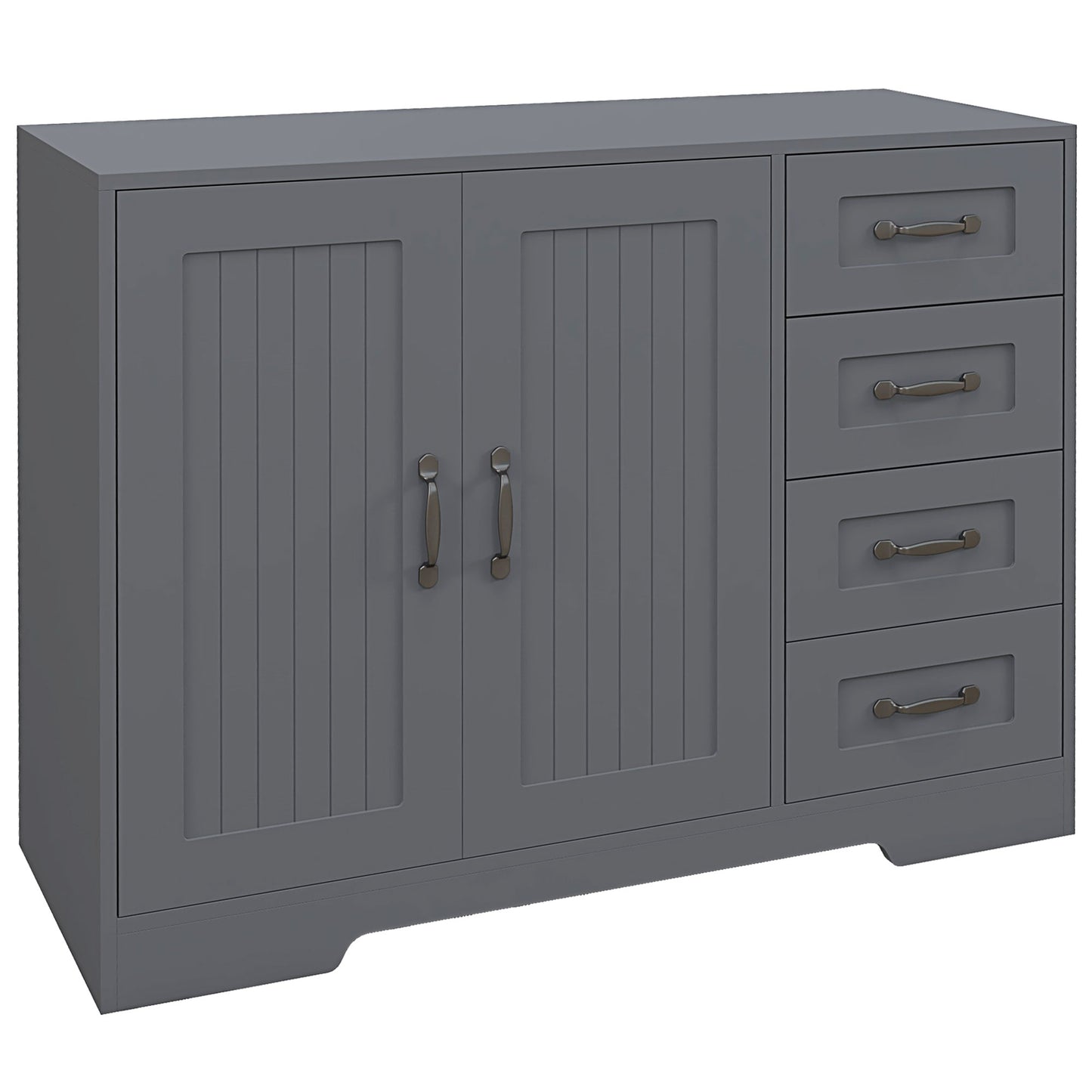 Modern Kitchen Storage Cabinet, Sideboard Buffet Cabinet with Drawers and Breadboard Door, Grey Storage Cabinets   at Gallery Canada