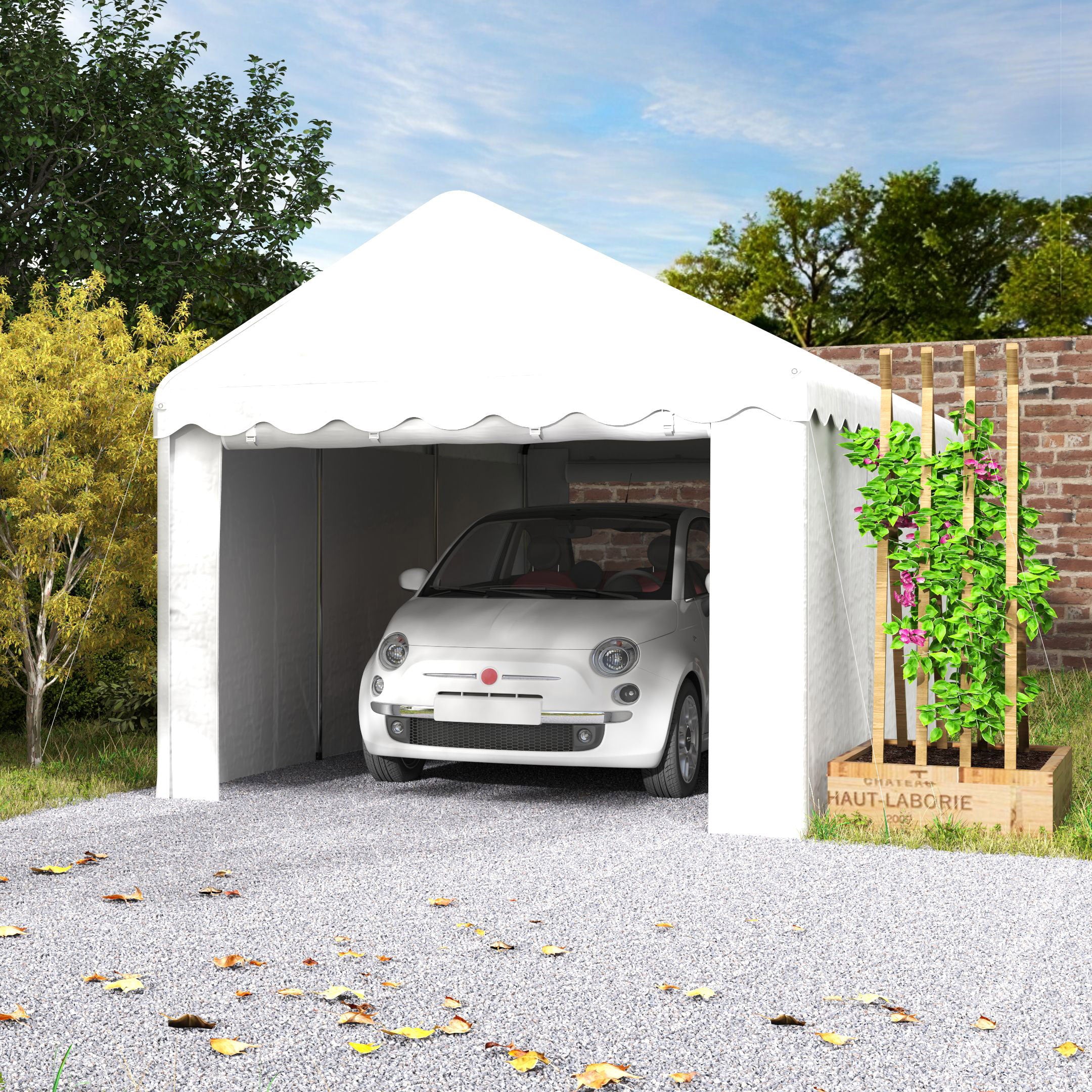 10 x 20ft Portable Garage Heavy Duty Carport with 2 Roll-up Doors and Removable Sidewalls for Car, Truck, Boat, White Car Shelters at Gallery Canada