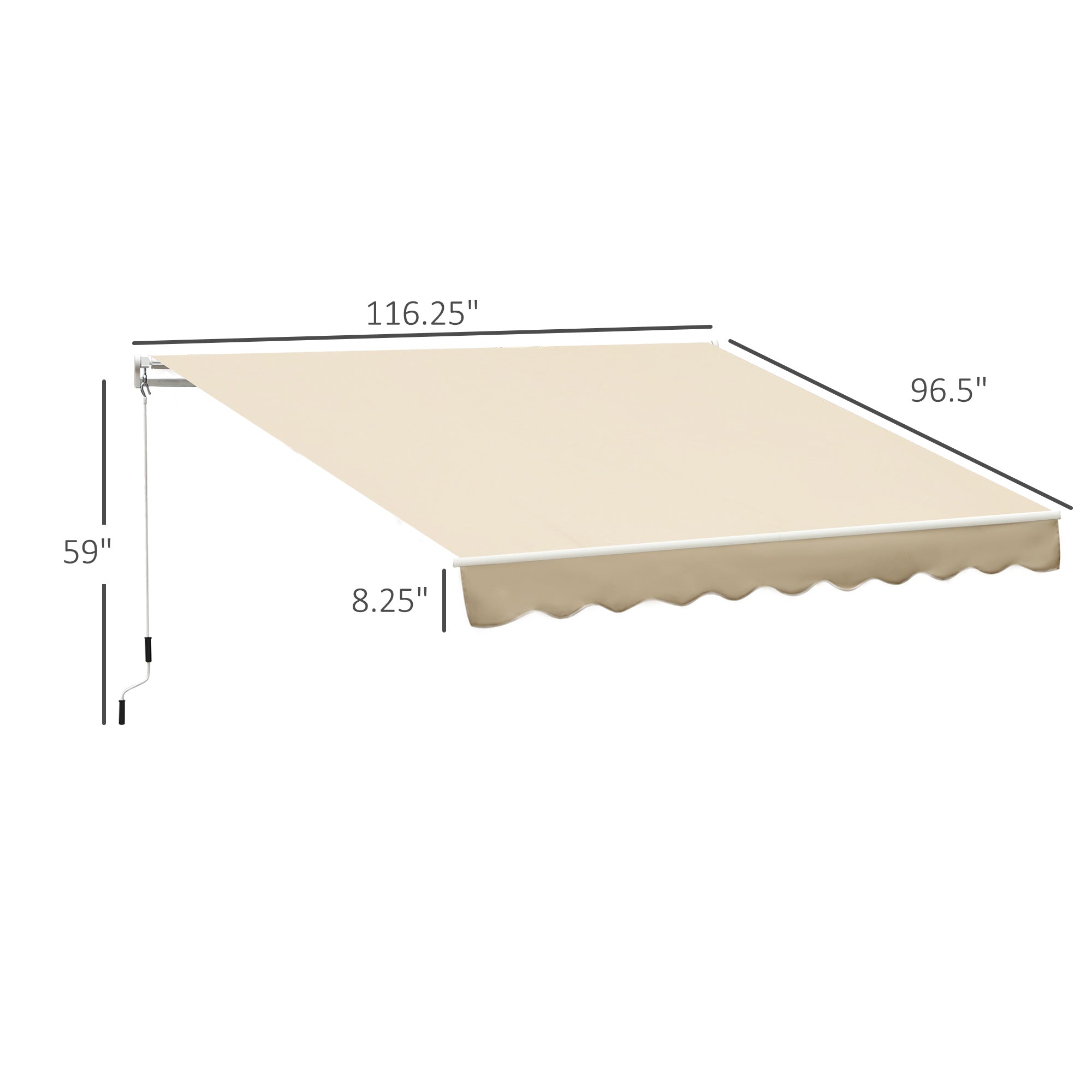 10' x 8' Manual Retractable Awning, Sun Shade Shelter Canopy, with Aluminum Frame and UV Protection for Patio Deck Yard Window Door, Beige Deck Awnings at Gallery Canada