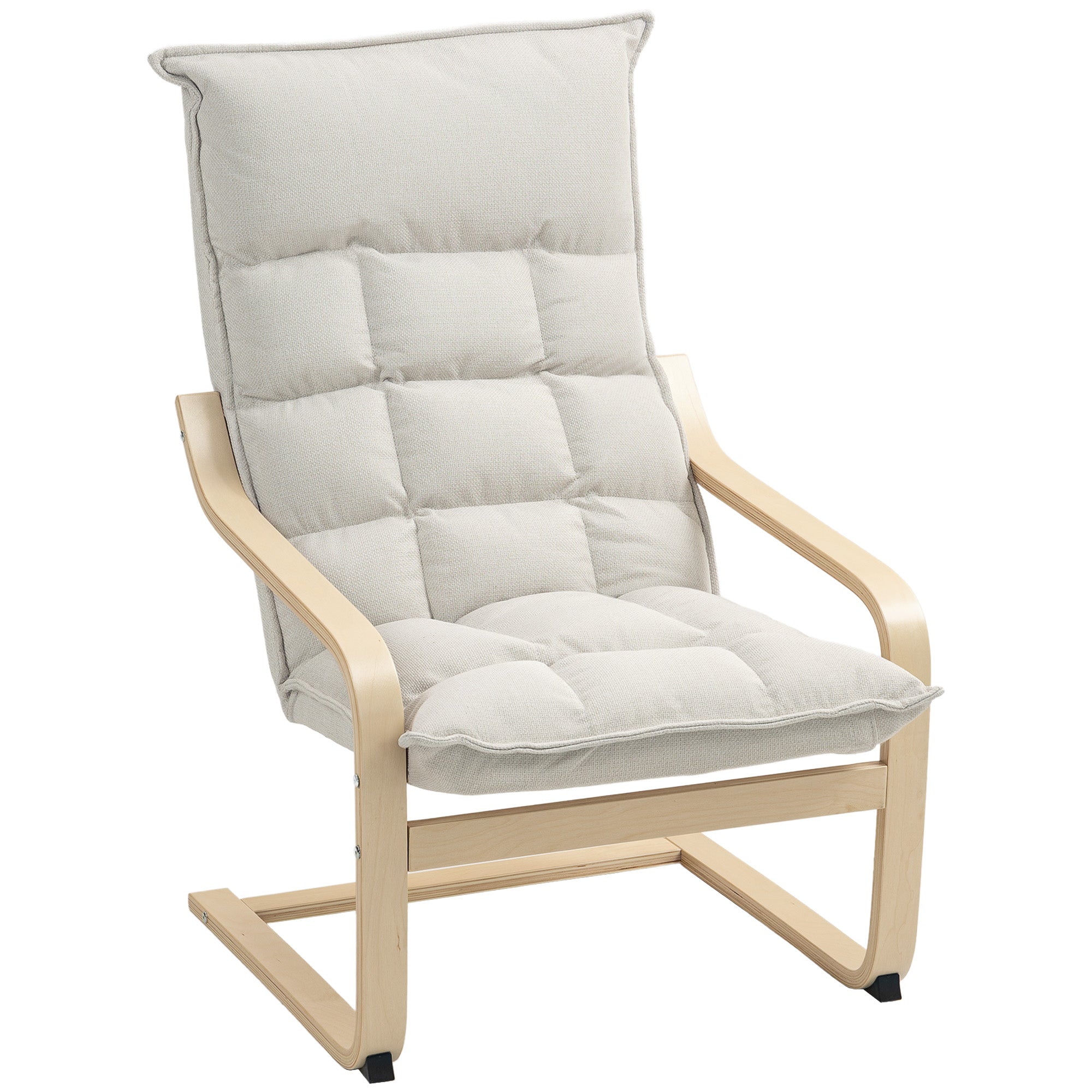 Modern Armchair, Upholstered Accent Chair with Curved Leg and Arm, Leisure Lounge Chair for Living Room, Cream White Accent Chairs at Gallery Canada