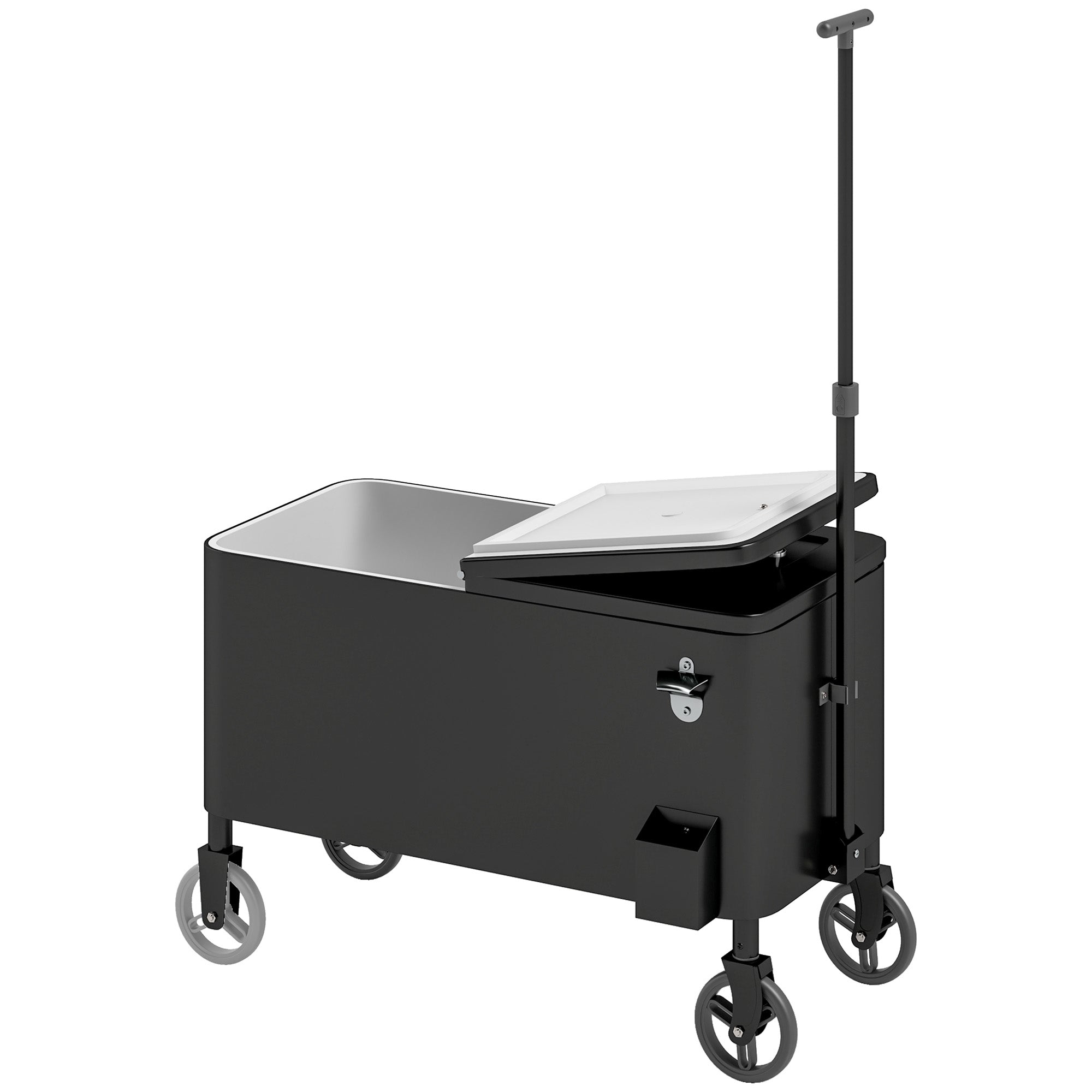 80-Qt Outdoor Patio Cooler Cart, Rolling Ice Chest with Adjustable Handle, Wheels, Bottle Opener, Drainage, Outdoor Beverage Cooler Bar Cart for Party BBQ Camping, Black Cooler Boxes at Gallery Canada