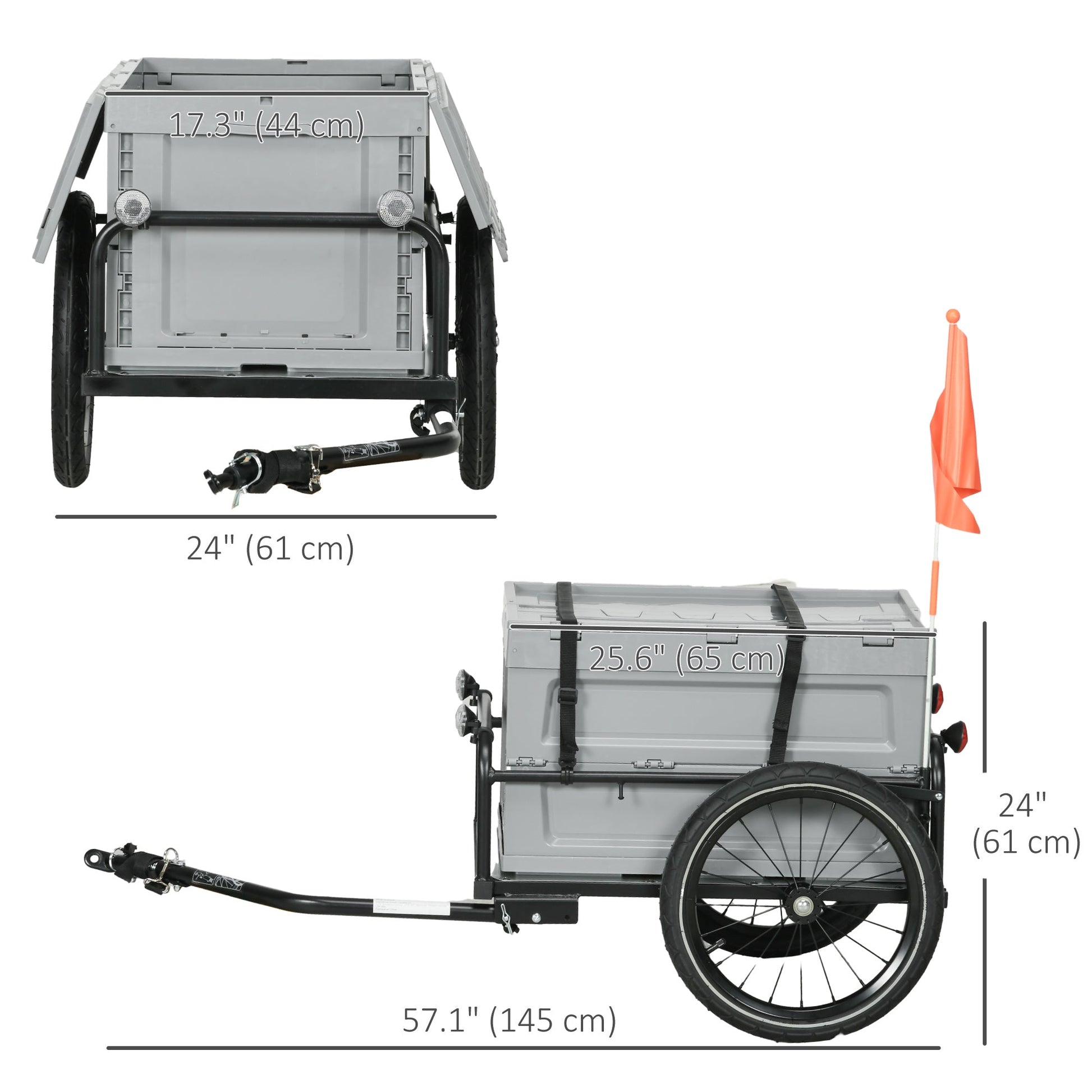 Steel Trailer for Bike, Bicycle Cargo Trailer with Storage Box, Folding Frame and Safe Reflectors, Max Load 88LBS Bike Cargo Trailers   at Gallery Canada