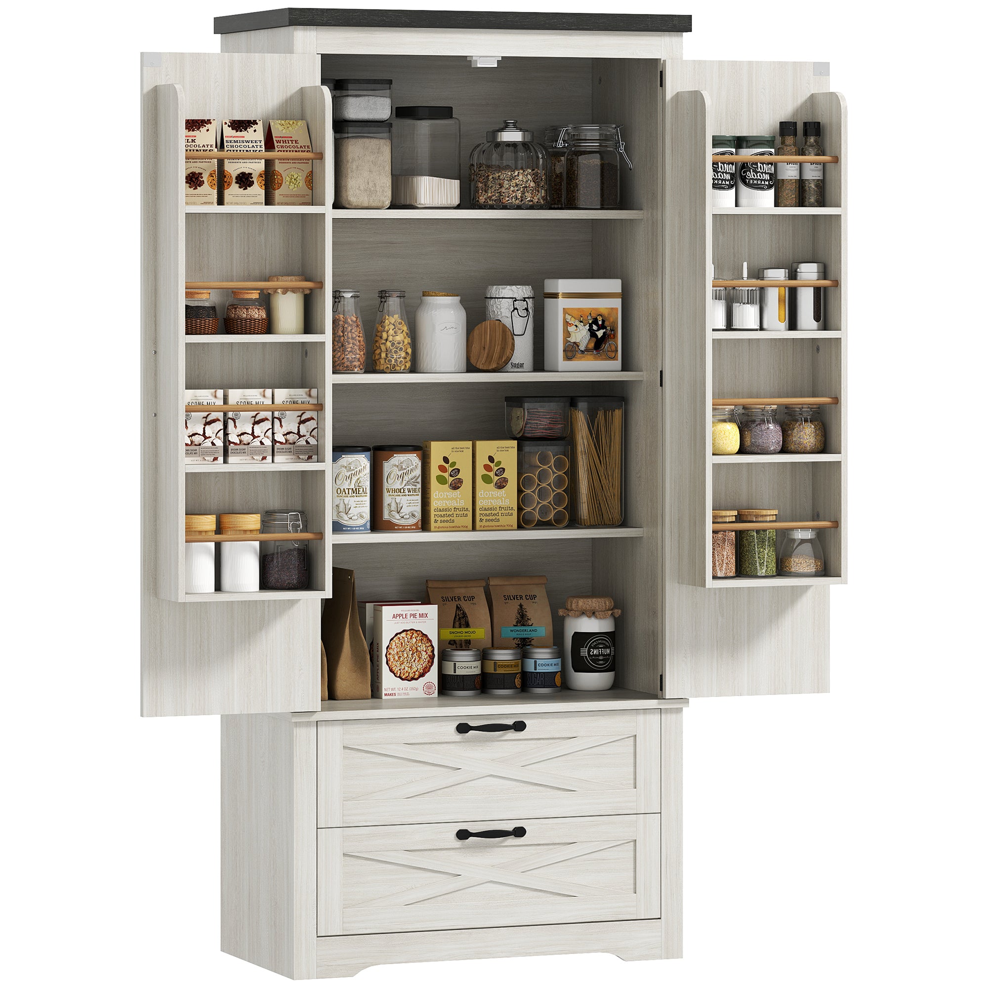 Farmhouse Kitchen Pantry Storage Cabinet, 64