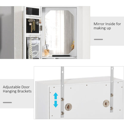 Jewelry Armoire with Mirror, Jewelry Cabinet with 18 LED Lights, Wall-Mounted and Over-The-Door Cabinet with 3 Mountable Heights and Drawer, White Jewelry Armoire & Jewellery Mirror Cabinets   at Gallery Canada