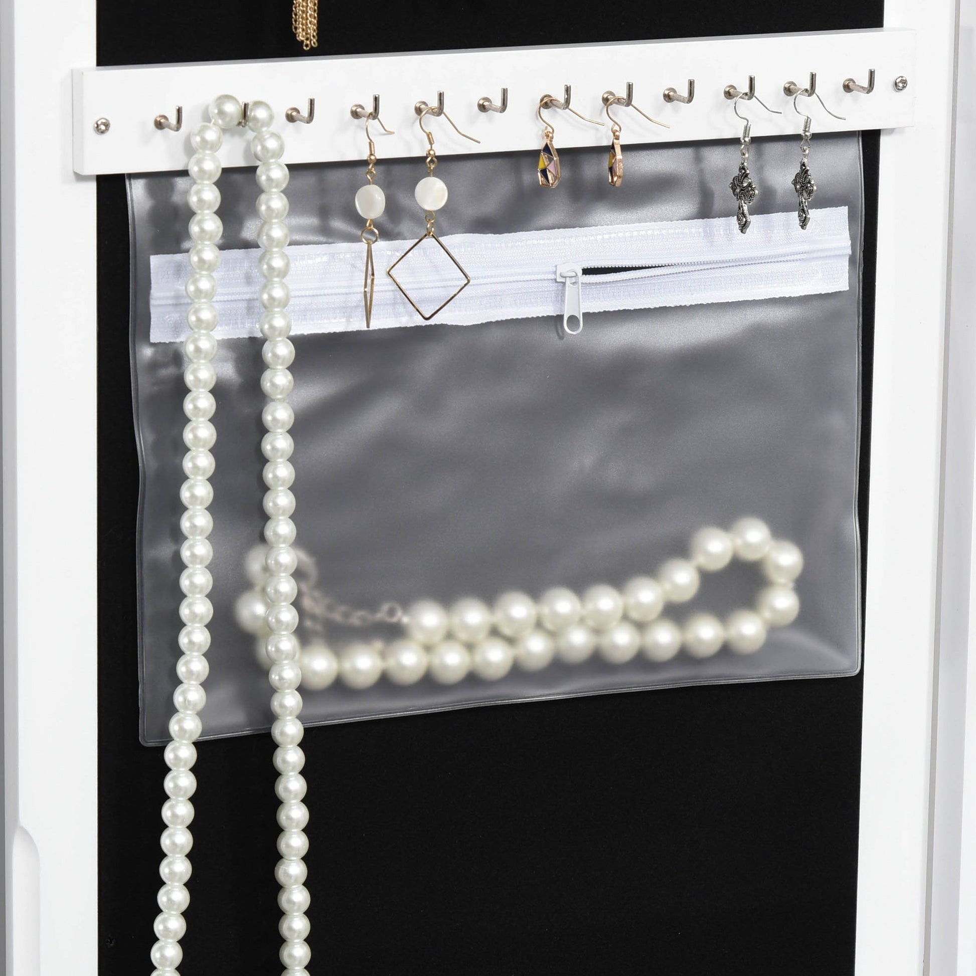 Jewelry Armoire with Mirror, Jewelry Cabinet with 18 LED Lights, Wall-Mounted and Over-The-Door Cabinet with 3 Mountable Heights and Drawer, White Jewelry Armoire & Jewellery Mirror Cabinets   at Gallery Canada