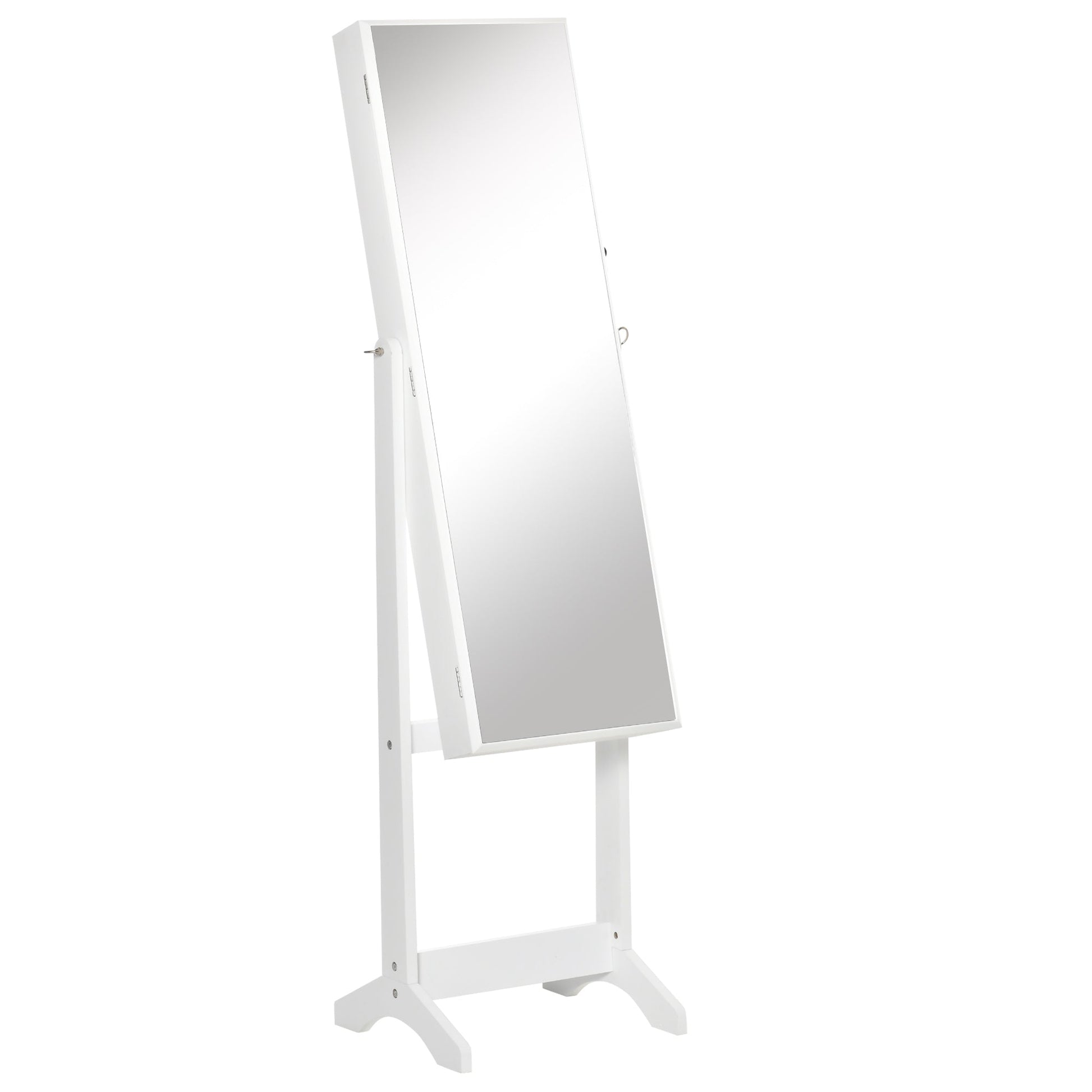 Jewelry Cabinet Floor Standing, Lockable Jewelry Organizer with Full-Length Mirror, 3 Angle Adjustable, White Jewelry Armoire & Jewellery Mirror Cabinets White  at Gallery Canada