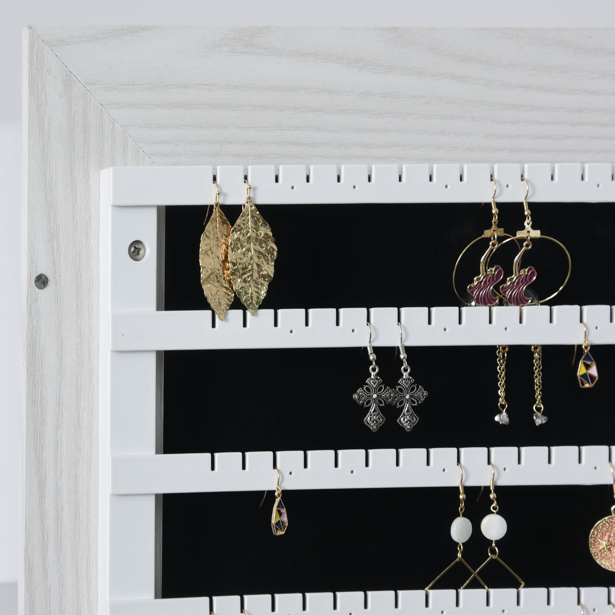 Jewelry Cabinet, Lockable Storage Organizer with Full-Length Mirror, LED Lights, Standing Jewelry Armoire in White Wood Jewelry Armoire & Jewellery Mirror Cabinets   at Gallery Canada