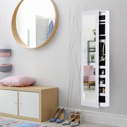 Jewelry Cabinet with Full Length Mirror, Wall Mounted Jewelry Armoire Storage Organizer, White Jewelry Armoire & Jewellery Mirror Cabinets   at Gallery Canada