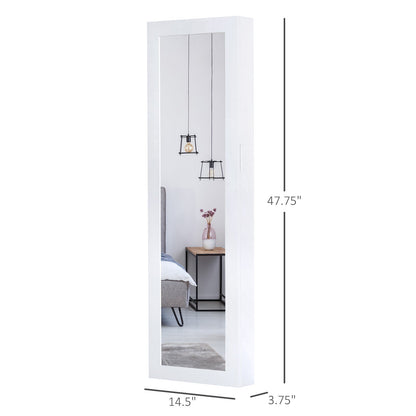 Jewelry Cabinet with Full Length Mirror, Wall Mounted Jewelry Armoire Storage Organizer, White Jewelry Armoire & Jewellery Mirror Cabinets   at Gallery Canada