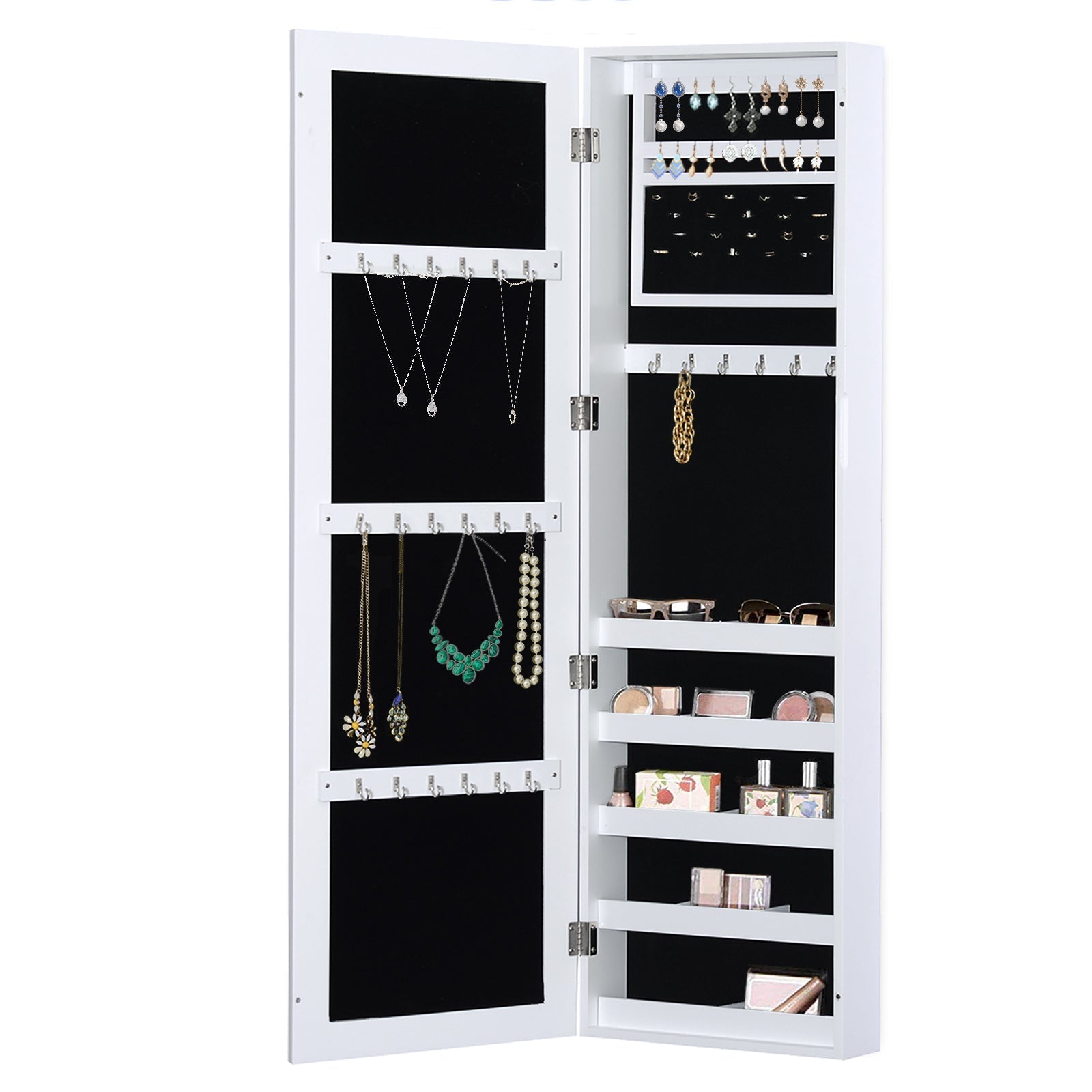 Jewelry Cabinet with Full Length Mirror, Wall Mounted Jewelry Armoire Storage Organizer, White Jewelry Armoire & Jewellery Mirror Cabinets   at Gallery Canada