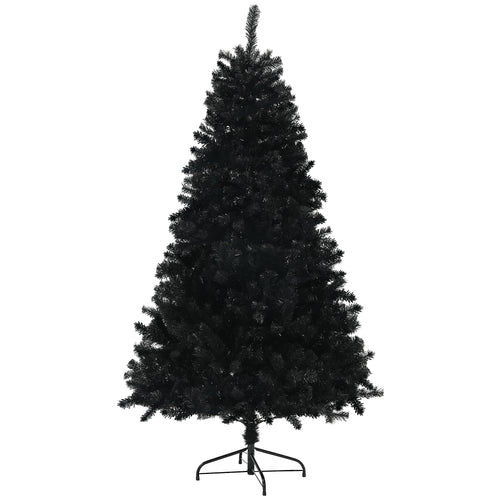 5ft Artificial Christmas Trees with Auto Open and Steel Base, Black