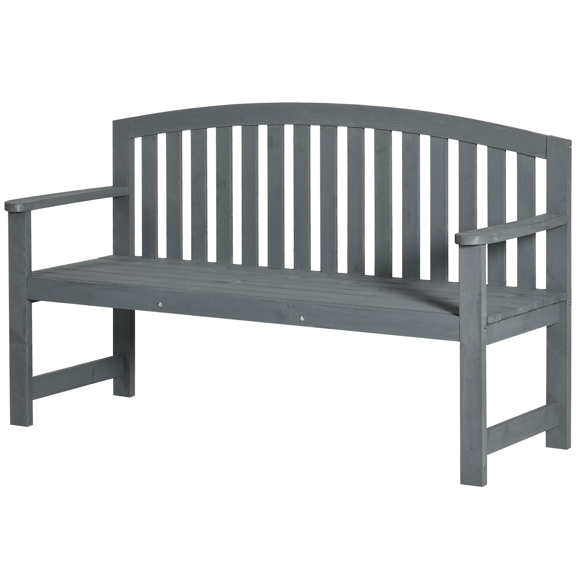 Wooden Bench, Outdoor Bench with Slatted Design, Backrest, Armrests for Garden, Park, Backyard, Grey Outdoor Benches   at Gallery Canada