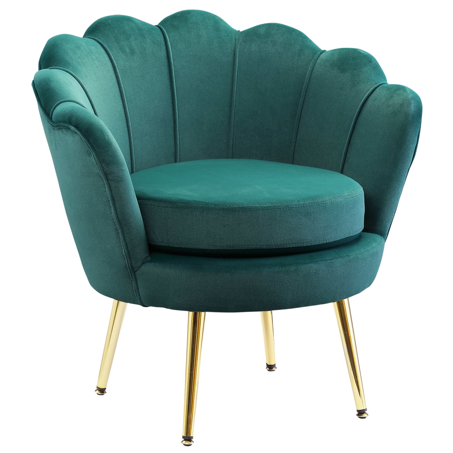 Modern Accent Chair, Velvet-Touch Fabric Leisure Club Chair with Gold Metal Legs for Bedroom, Dark Green Accent Chairs   at Gallery Canada