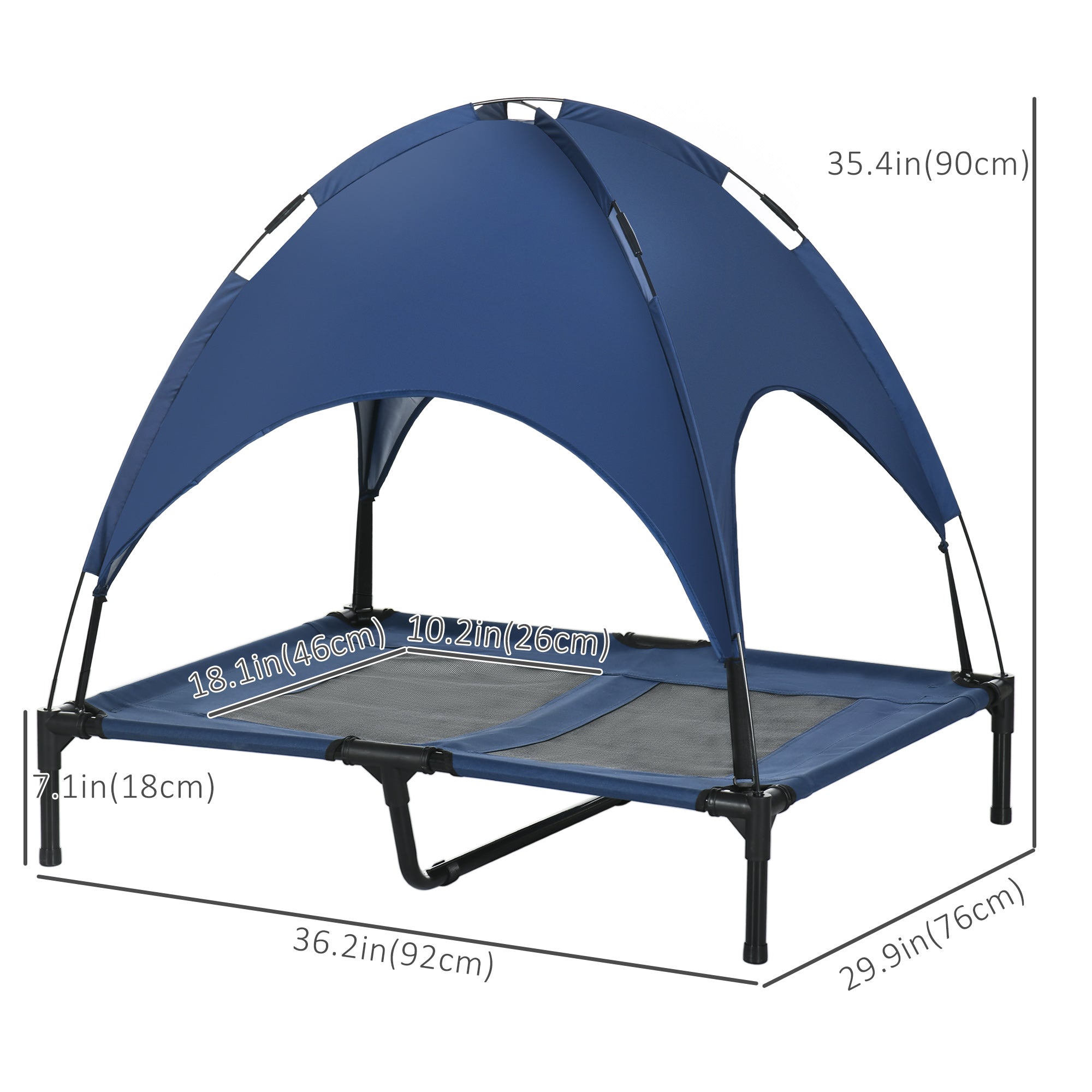 Elevated Dog Bed with Canopy, Portable Raised Dog Cot for L Sized Dogs, Indoor &; Outdoor, 36