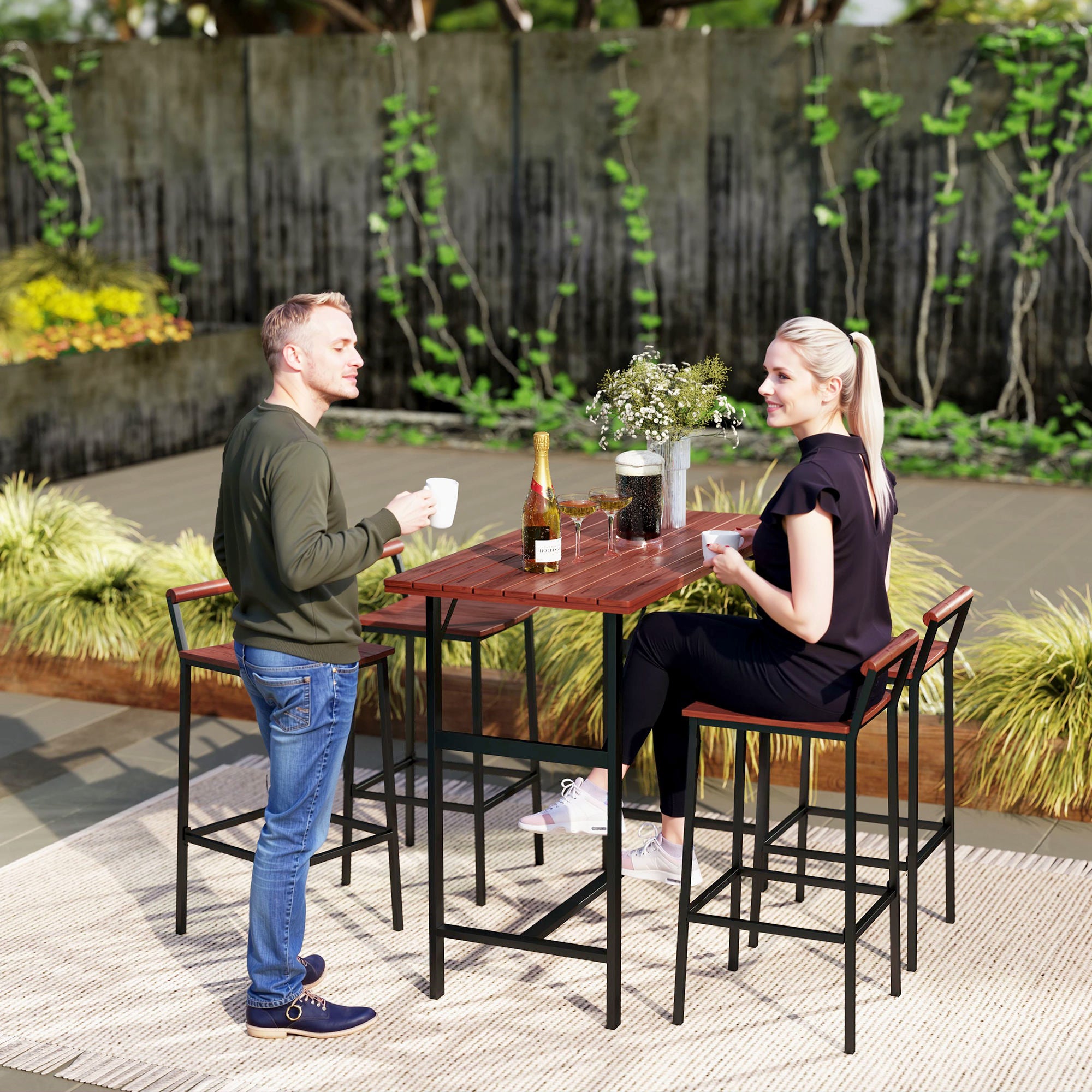 5 Piece Patio Bar Set with 47