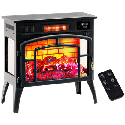 Electric Fireplace Stove, Infrared Fireplace Heater with Realistic Flame, Adjustable Temperature, 1500W, Black Electric Fireplaces   at Gallery Canada