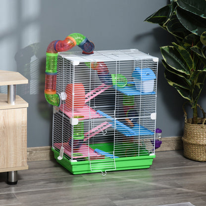 5 Tiers Hamster Cage Portable Animal Travel Carrier Habitat with Exercise Wheels Play Tube Water Bottle Dishes House Ladder for Mice Gerbils Green Hamster Cages   at Gallery Canada