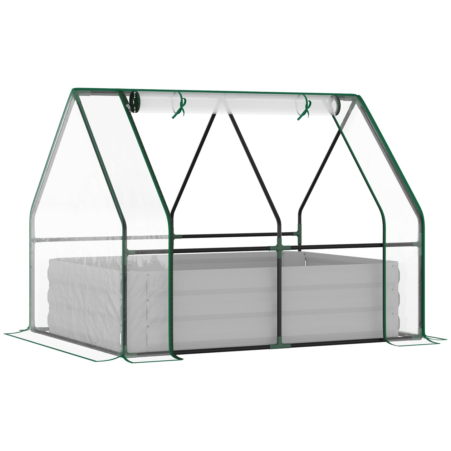 Steel Outdoor Raised Garden Bed with Greenhouse,Cover, Roll Up Door, Dual Use, 50"x37.4"x36.2", Clear Mini Greenhouses Multi Colour  at Gallery Canada