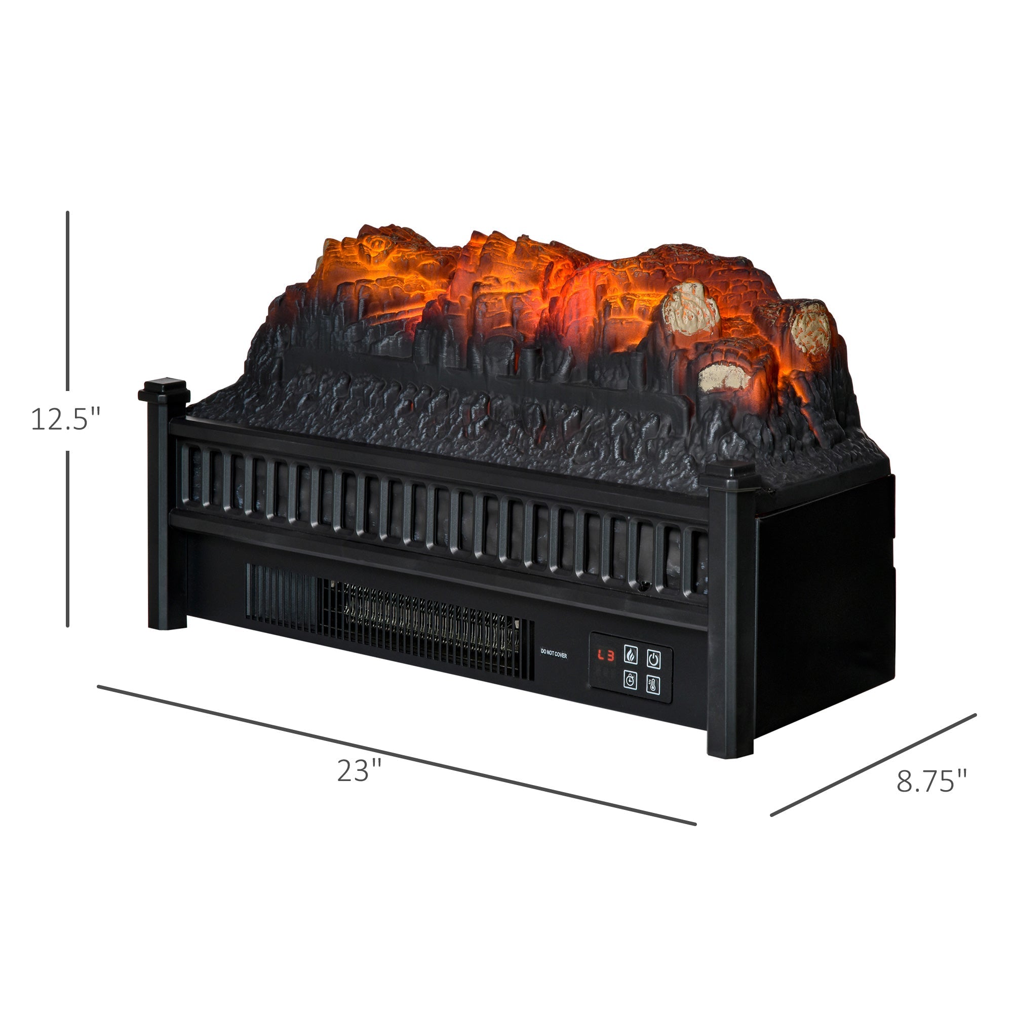 Electric Fireplace Logs, Freestanding or Insert Fireplace Heater with Remote Control, Timer, 1400W, Black Electric Fireplaces   at Gallery Canada