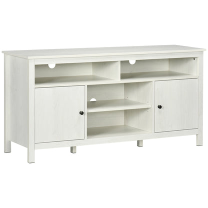 TV Stand for TVs up to 55", TV Unit with Storage Cupboard and Shelves, 55.1" x 15.7" x 27", White TV Stands White  at Gallery Canada