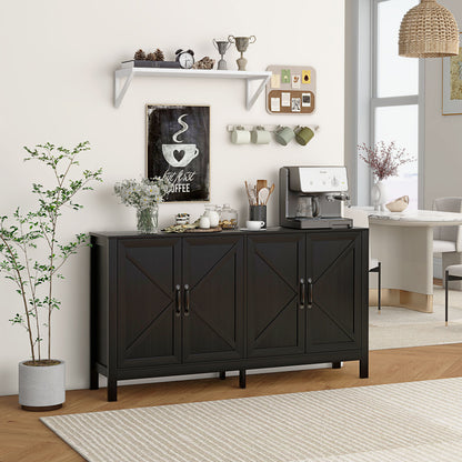 Sideboard Buffet, Storage Cabinet with Barn Door and Adjustable Shelf, TV Stand for TVs up to 65 Inches, Black Oak Bar Cabinets Black Oak  at Gallery Canada