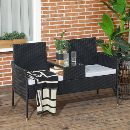 Patio Furniture w/ Mid-Table PE Rattan Loveseat w/ Cushion, Grey Patio Chairs Multi Colour  at Gallery Canada