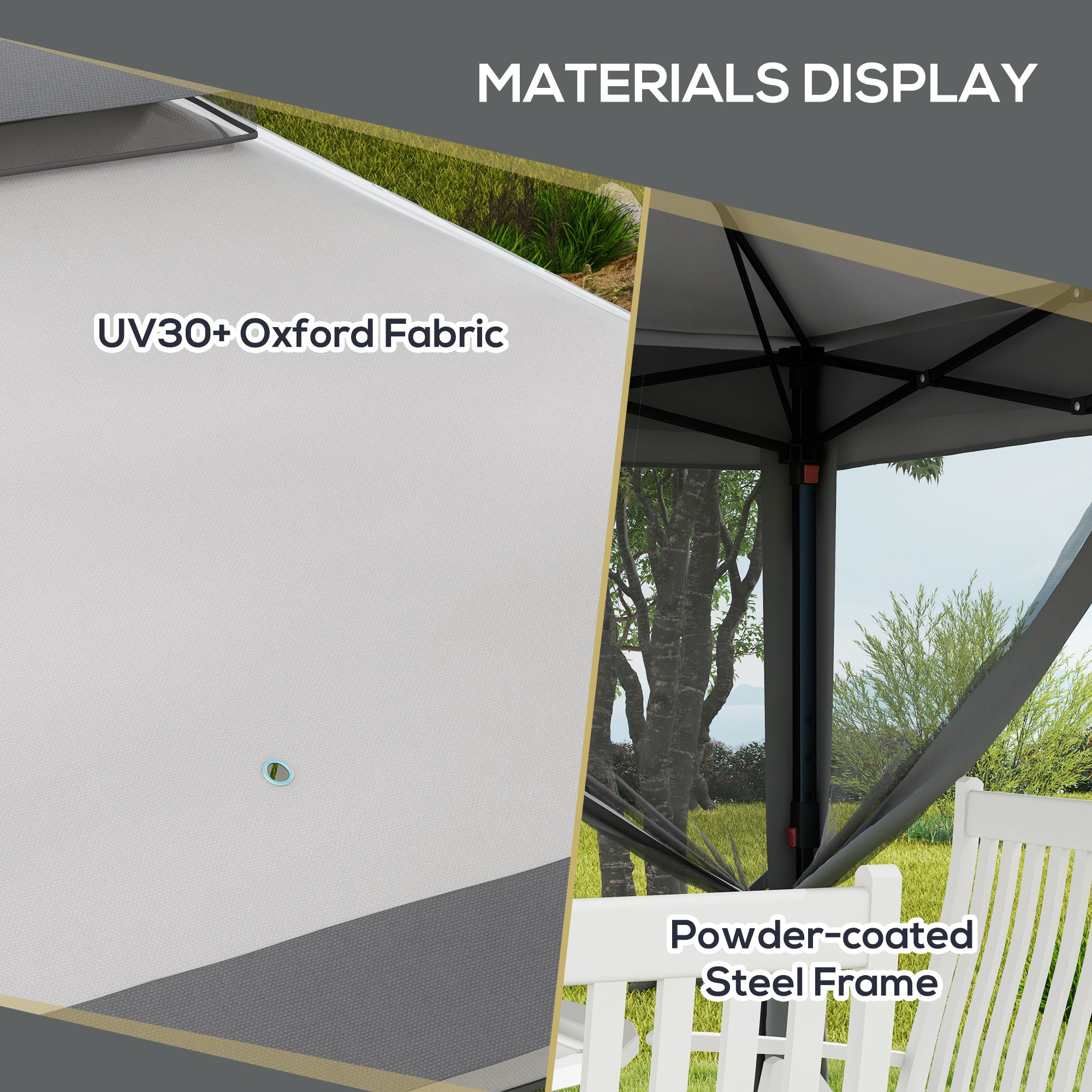 10.7 x 10.7ft Pop Up Gazebo, Adjustable Instant Sun Shelter with UV30+ Roof Cover, Removable Mesh Curtains, Light Grey Pop Up Canopies at Gallery Canada