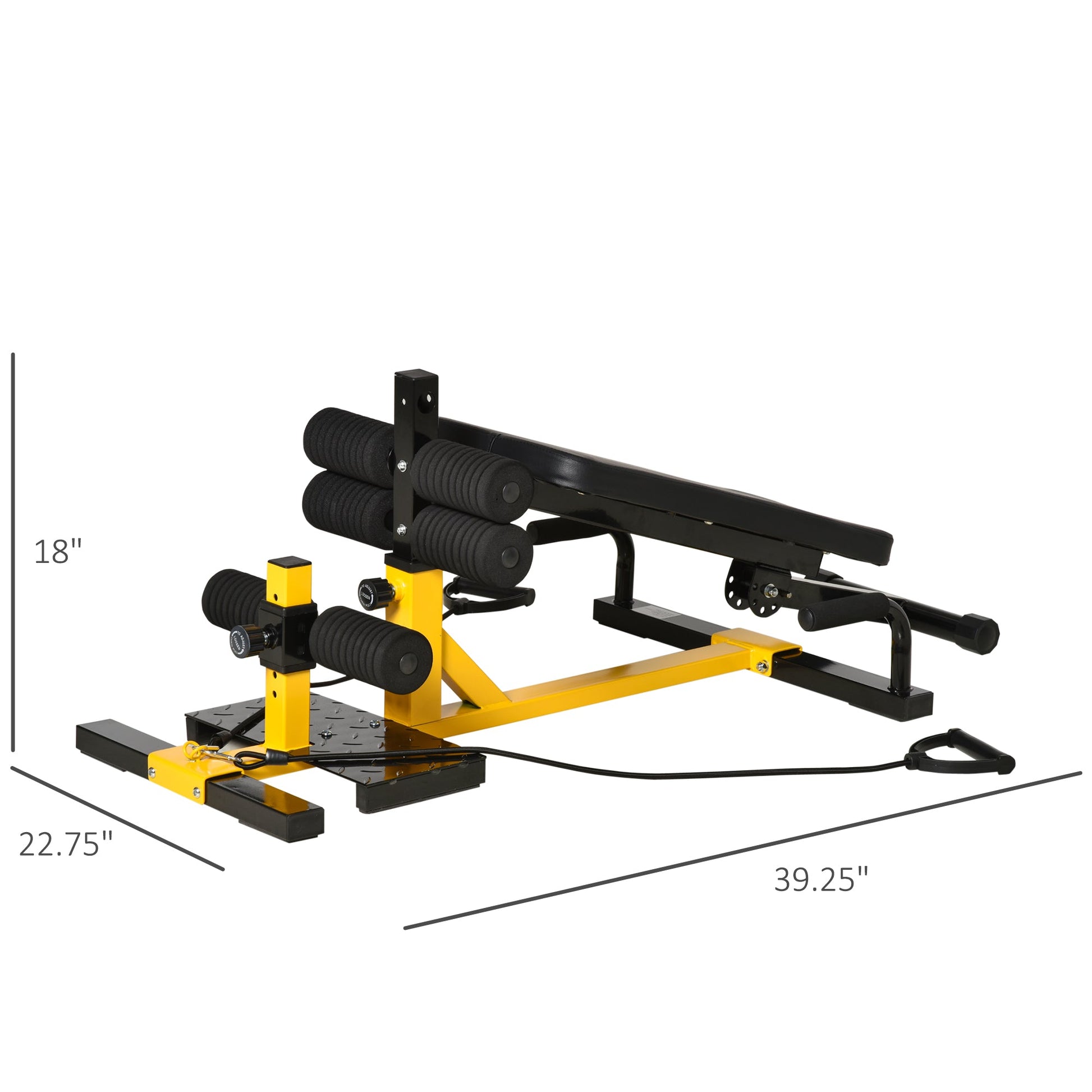 Adjustable 3-in-1 Squat Machine with Resistance Bands & Padded Bench, Yellow Squat Machine   at Gallery Canada